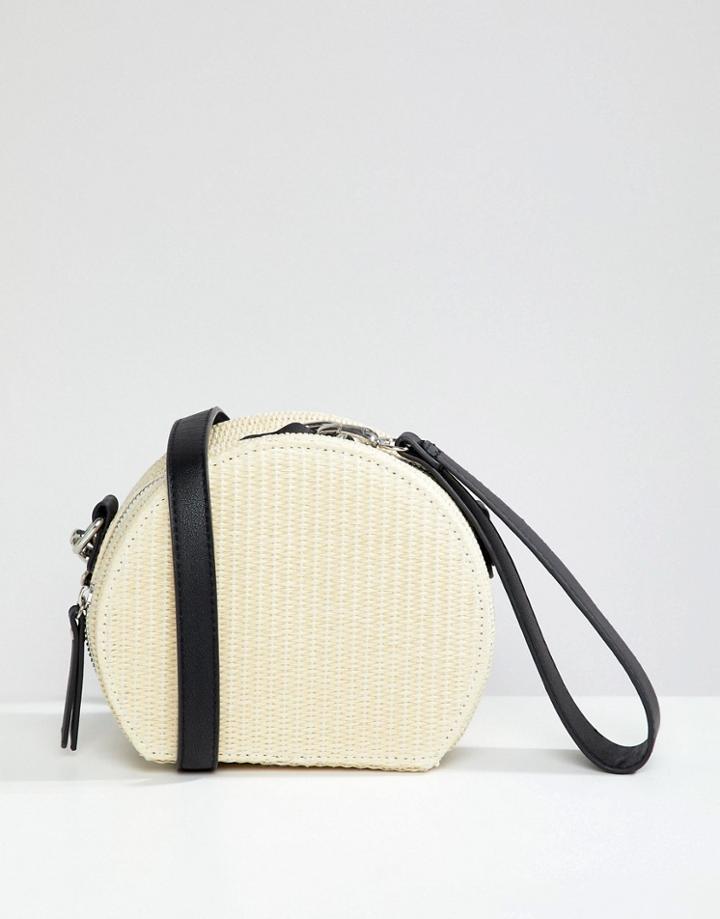 Stradivarius Circle Straw Clutch - Cream