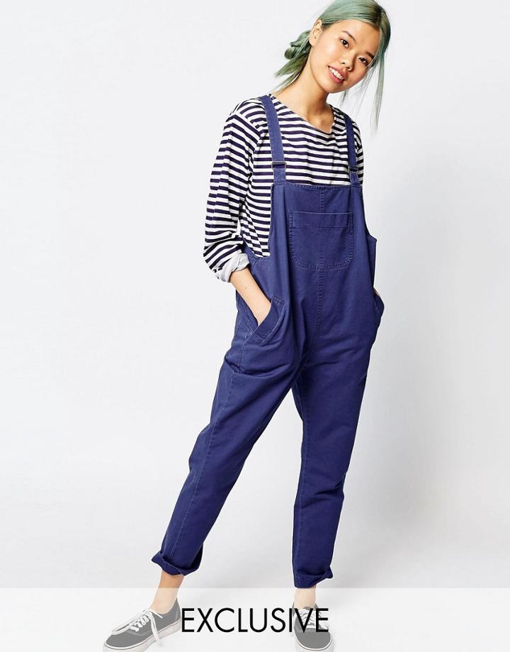 Zacro Overalls In Washed Cotton - Blue
