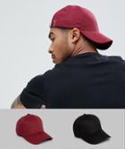Asos Design 2-pack Baseball Cap In Black And Burgundy Cotton-multi