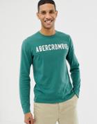 Abercrombie & Fitch Logo Applique Long Sleeve Top In Green - Green