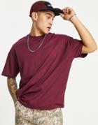 Asos Design Oversized T-shirt In Burgundy-red