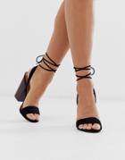 Asos Design Nettle Barely There Block Heeled Sandals In Black