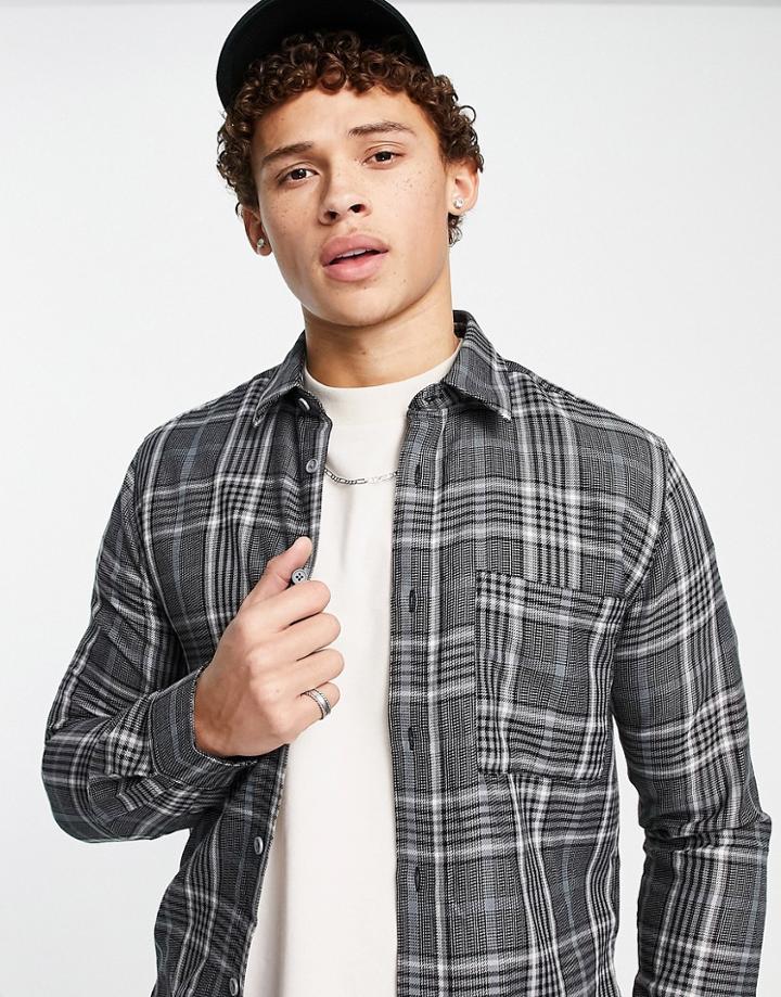 Only & Sons Check Shirt In Gray