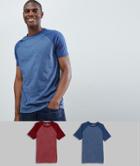 Asos Design Raglan T-shirt With Contrast Sleeves 2 Pack Multipack Saving - Multi