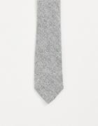 River Island Herringbone Textured Tie In Gray