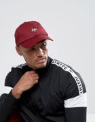 Hype Baseball Cap In Burgundy With Logo - Red