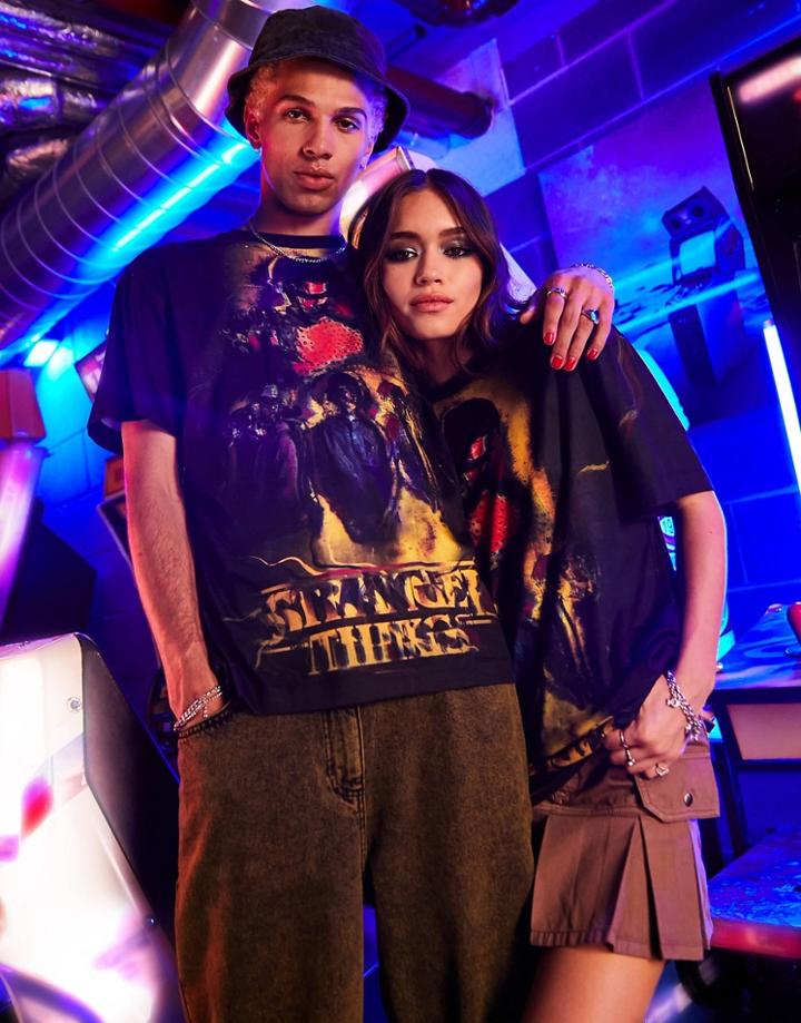 Reclaimed Vintage X Stranger Things Unisex T-shirt With Character Graphic Print-multi