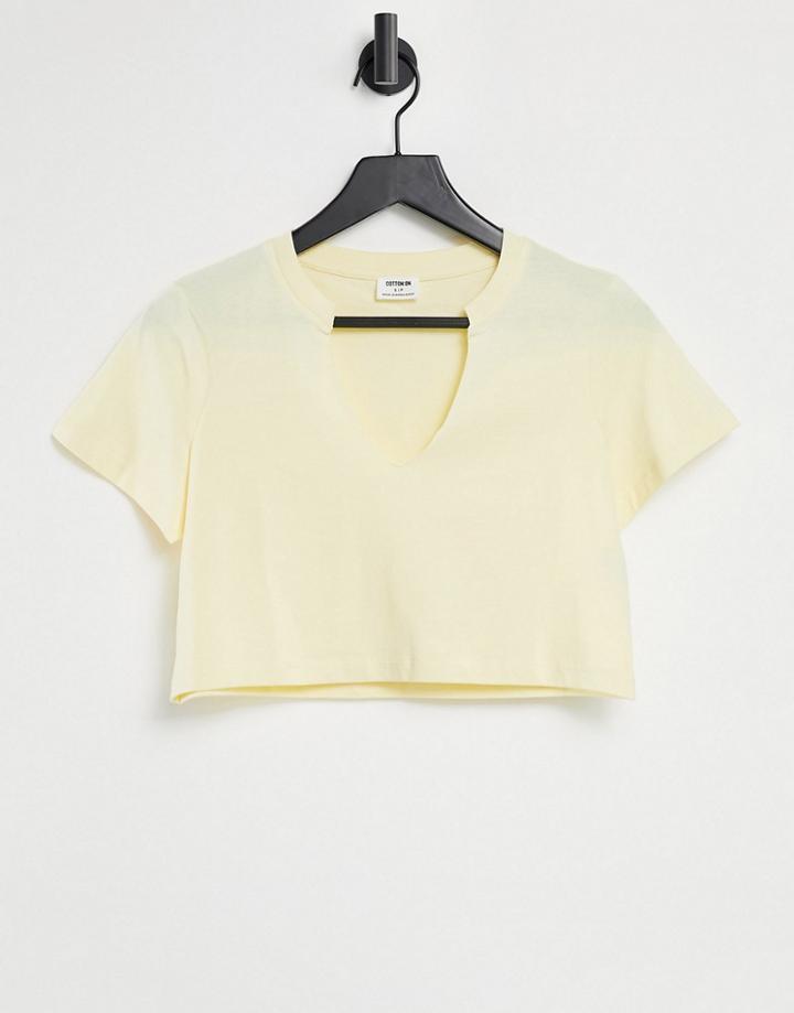 Cotton: On V-notch Tee In Lemon-yellow