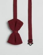 Asos Knitted Bow Tie In Burgundy Marl - Burgundy