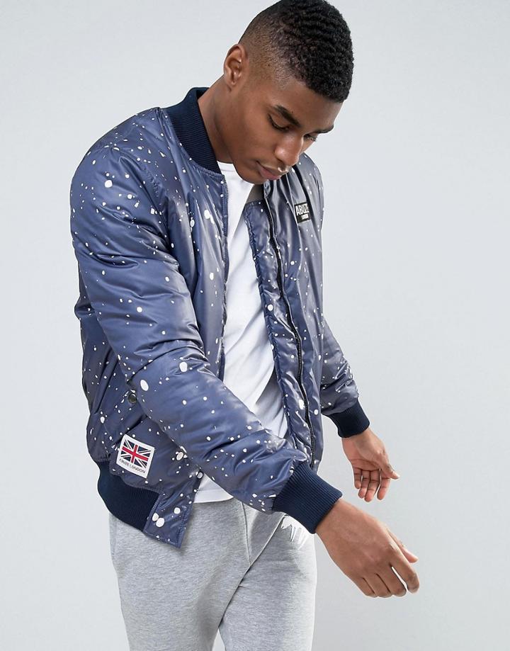 Abuze London Splatter Patch Ma1 Bomber Jacket - Navy