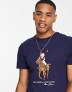 Polo Ralph Lauren Bear Player Print T-shirt In Navy