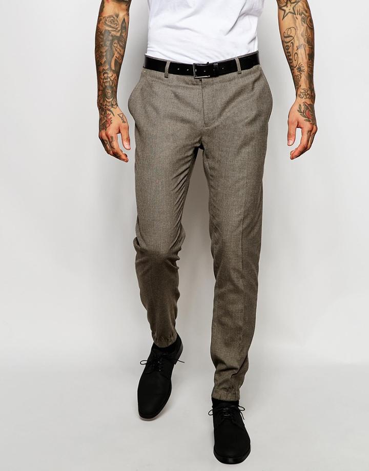 Asos Super Skinny Smart Joggers In Gray - Gray