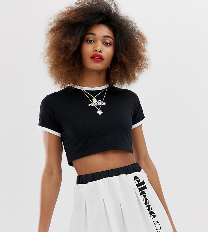 Ellesse Crop Top With Front Logo Two-piece - Black