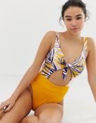 Maaji Maracuja Sherbet Rib Color Block Swimsuit In Yellow Multi - Multi