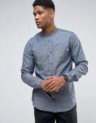 Jack & Jones Chambray Shirt With Grandad Collar - Black