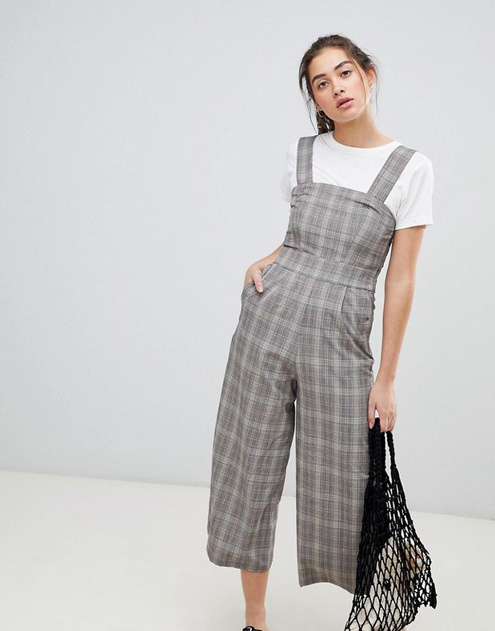 Pull & Bear Woven Overalls In Check - Multi