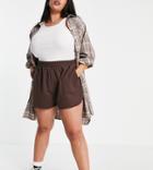 Asos Design Curve Sweat Short With Pintuck In Chocolate Brown