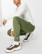 Asos Design Tapered Sweatpants With Ankle Detail In Khaki - Part Of A Set-green