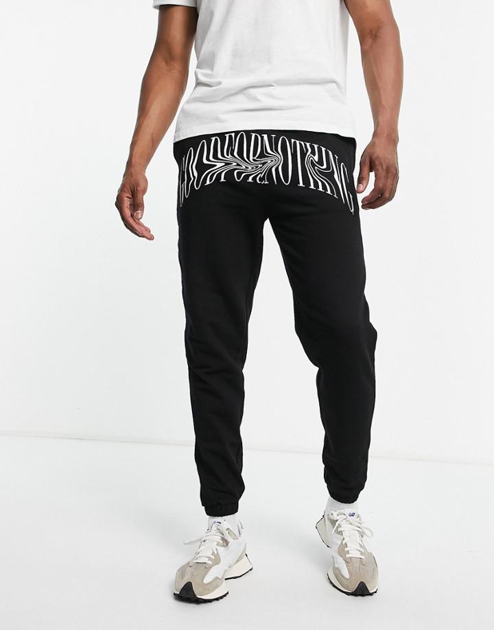 Good For Nothing Jersey Sweatpants With Distorted Logo Print In Black - Part Of A Set