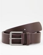 Asos Design Leather Wide Belt In Brown With Antique Silver Buckle