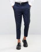 Asos Tapered Cropped Pants In Navy - Navy