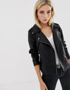 Noisy May Faux Leather Jacket-black