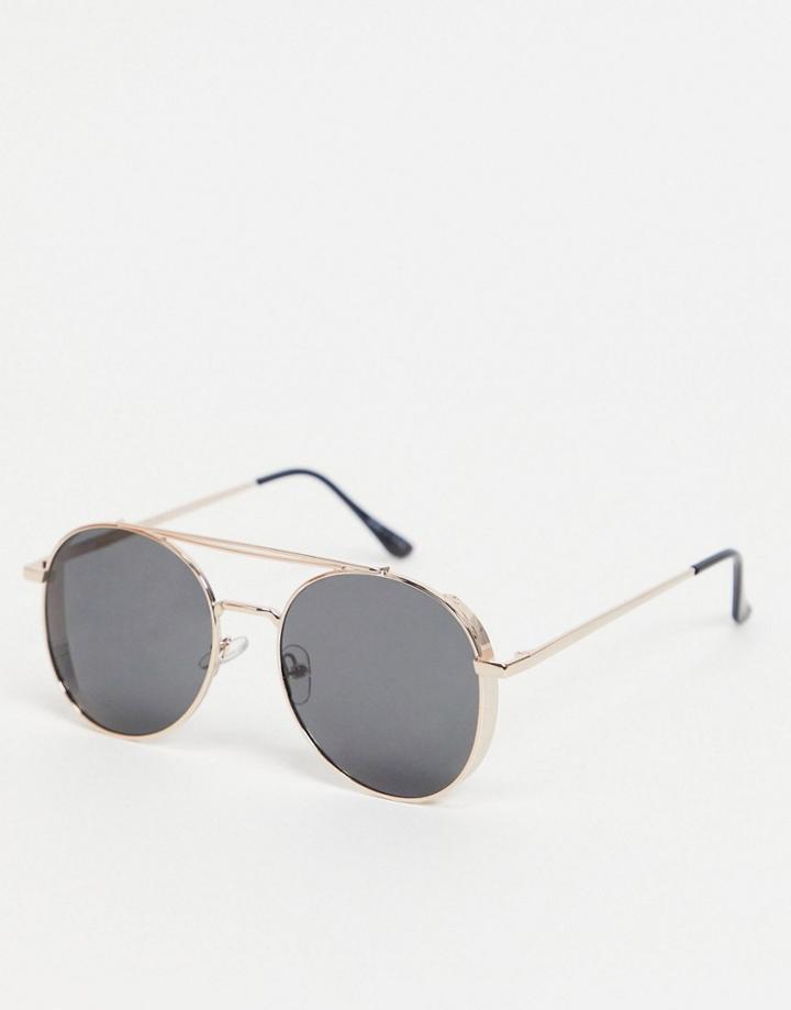 Pieces Aviator Sunglasses With Gold Rims And Black Tint Lenses
