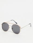 Pieces Aviator Sunglasses With Gold Rims And Black Tint Lenses