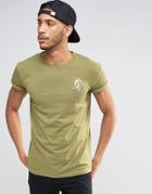 Gym King T-shirt With Rolled Sleeves - Khaki