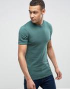Asos Knitted Muscle Fit T-shirt In Dark Green - Green