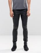 Asos Super Skinny Jeans In Black Coated - Black
