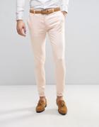 Asos Wedding Super Skinny Smart Pants With Turn Up - Pink