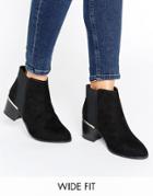 New Look Wide Fit Suedette Metal Detail Ankle Boot - Black