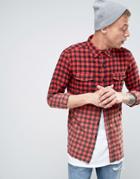 Heros Heroine Checked Shirt In Dip Dye In Reg Fit - Red