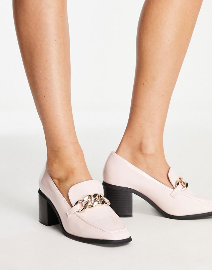 Glamorous Mid Heel Loafers In Pink