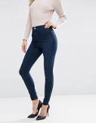 Asos Rivington High Waist Denim Jeggings In Debbie London Blue - Blue
