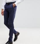 Asos Tall Wedding Super Skinny Suit Pants In Blue Micro Check - Blue