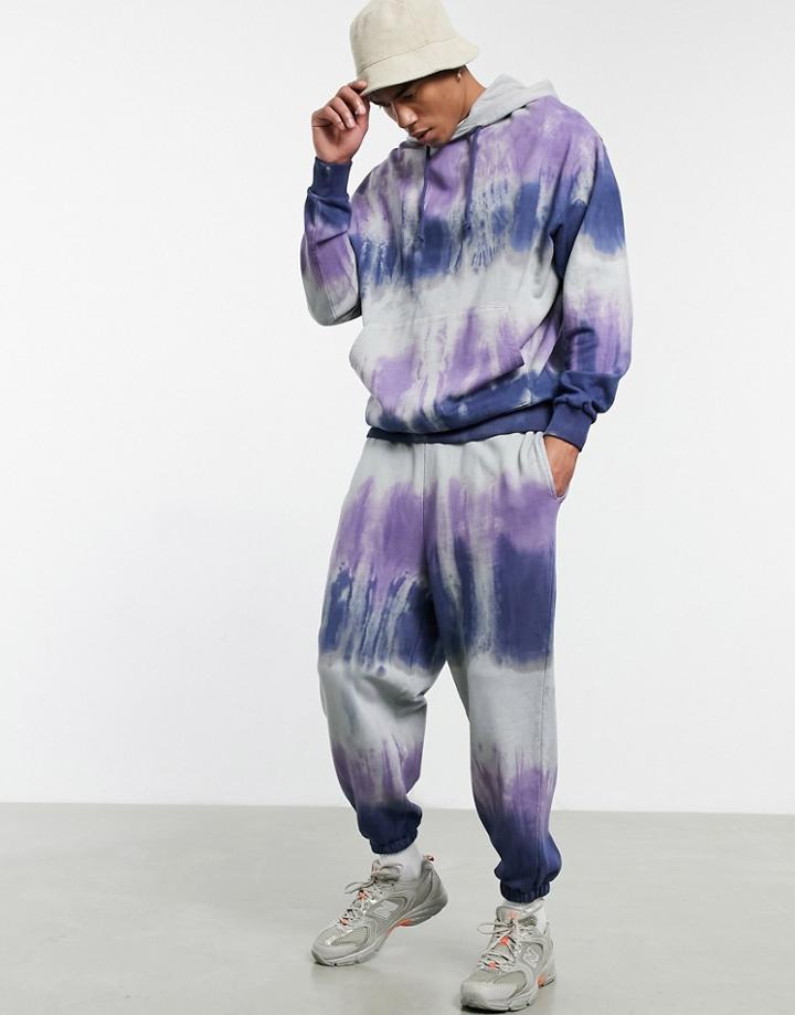 Asos Design Oversized Sweatpants Set In Painted Wash-multi