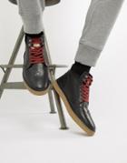 Original Penguin Leather Brogue Boots In Black