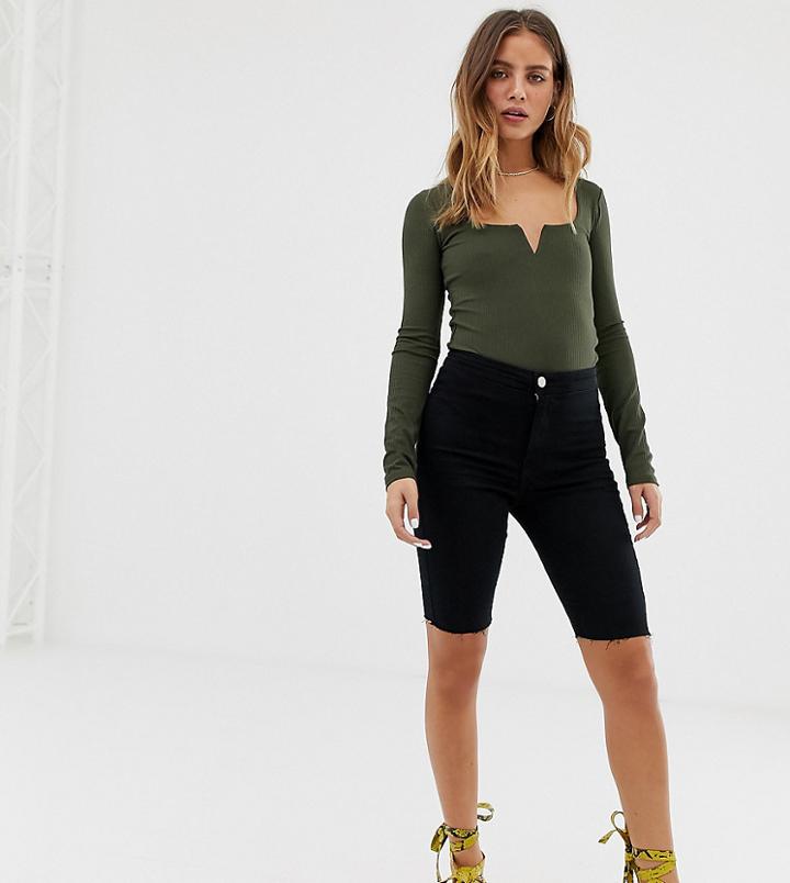 Bershka Bermuda Denim Short In Black - Black