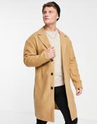 New Look Relaxed Overcoat In Camel-neutral