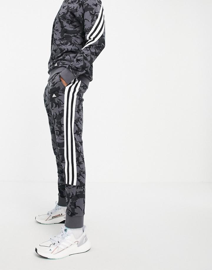 Adidas Primegreen Sweatpants With 3-stripes In Gray Camo-grey