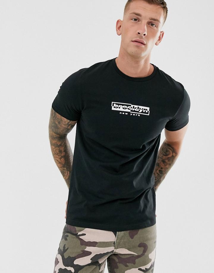New Look Brooklyn New York Box Print T-shirt In Black