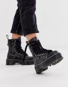 Dr Martens Jadon Xl Chunky Wide Lace Leather Ankle Boots In Black