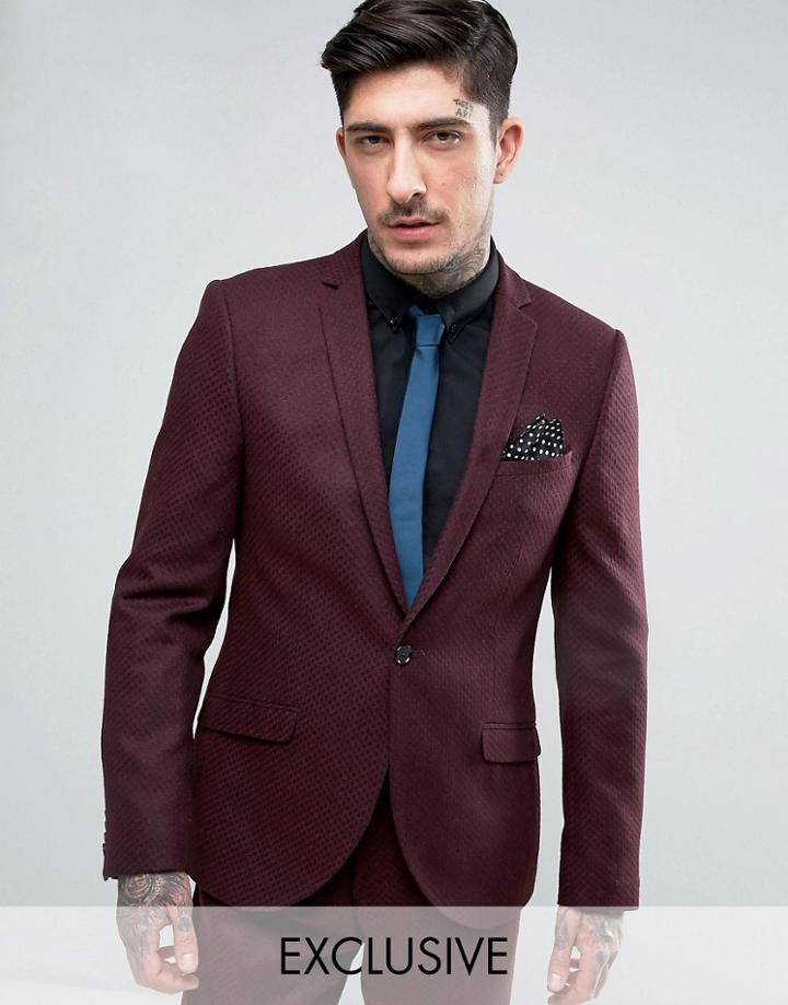 Heart & Dagger Skinny Blazer In Texture - Red
