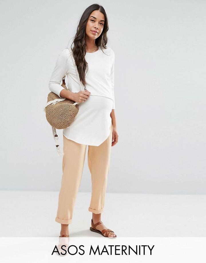 Asos Maternity Pull On Peg Pant - Brown