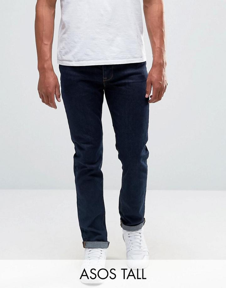 Asos Tall Slim Jeans In Indigo - Blue