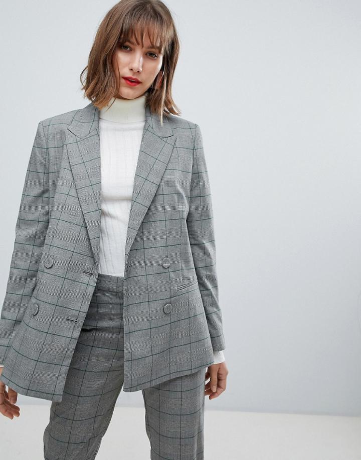 Mango Check Blazer Two-piece In Gray - Gray