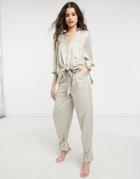 Style Cheat Cuffed Tailored Pants Set In Taupe-neutral