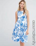 Asos Maternity Midi Dress In Floral Print - Multi